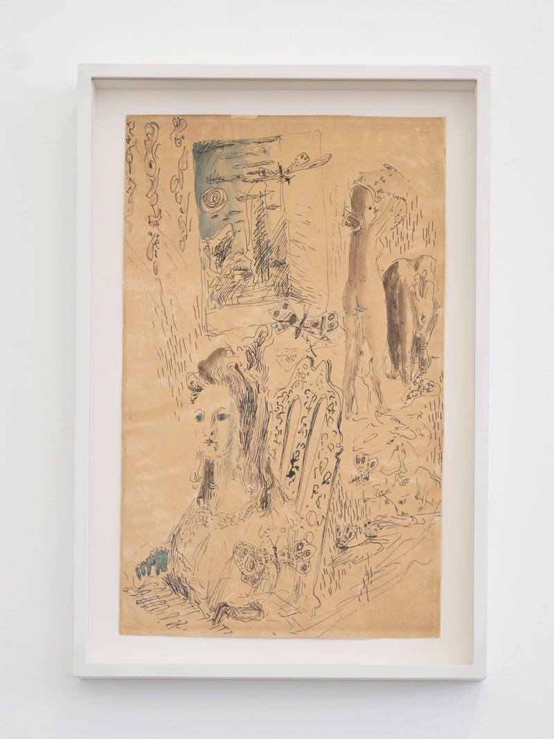 Salvatore Fancello
*Interno con figure femminili e farfalle*
c. 1935-1937
ink and tempera on paper
47 x 29 cm / 18.5 x 11.4 in